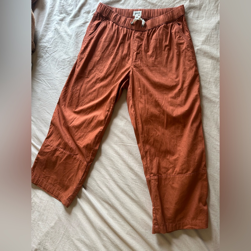 NWOT Pact Cropped Wide Leg Cotton Pants - L